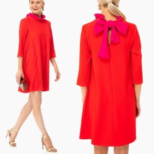 POMANDER PLACE Color Block Daphne Dress Relaxed Fit Poplin‎ Sacrlet Red Pink XS